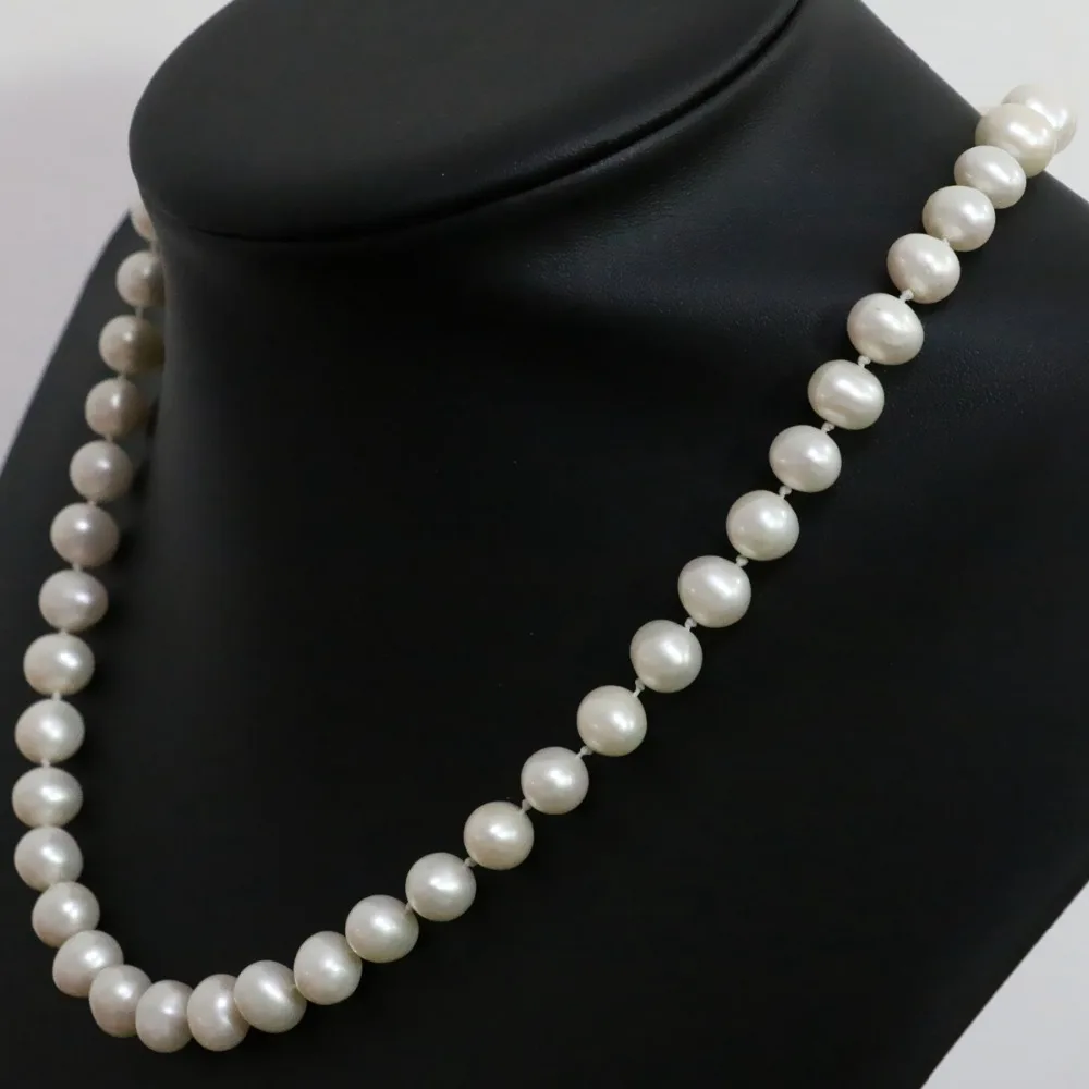 Madinga gėlo vandens dirbtiniu būdu išauginti perlai white pearl apie natūralių apvalių karoliukų karoliai 7-8,8-9mm elegantiškas fine jewelry 18inch B1462