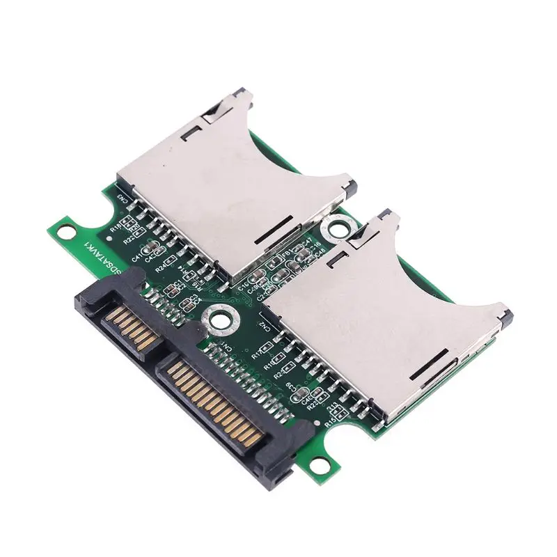 2Port Dual SD SDHC MMC RAID SATA Adapteris Keitiklis su Aptvarą SD Kortelę
