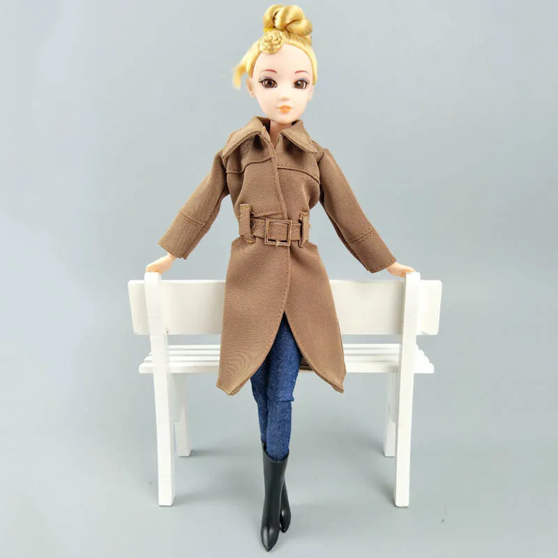 Chaki Office Lady Mados Kailis Barbie Lėlės Drabužiai & Batai Neperšlampamo Apsiausto Komplektai Barbie Lėlių Žaislas 1/6 Lėlės Priedai