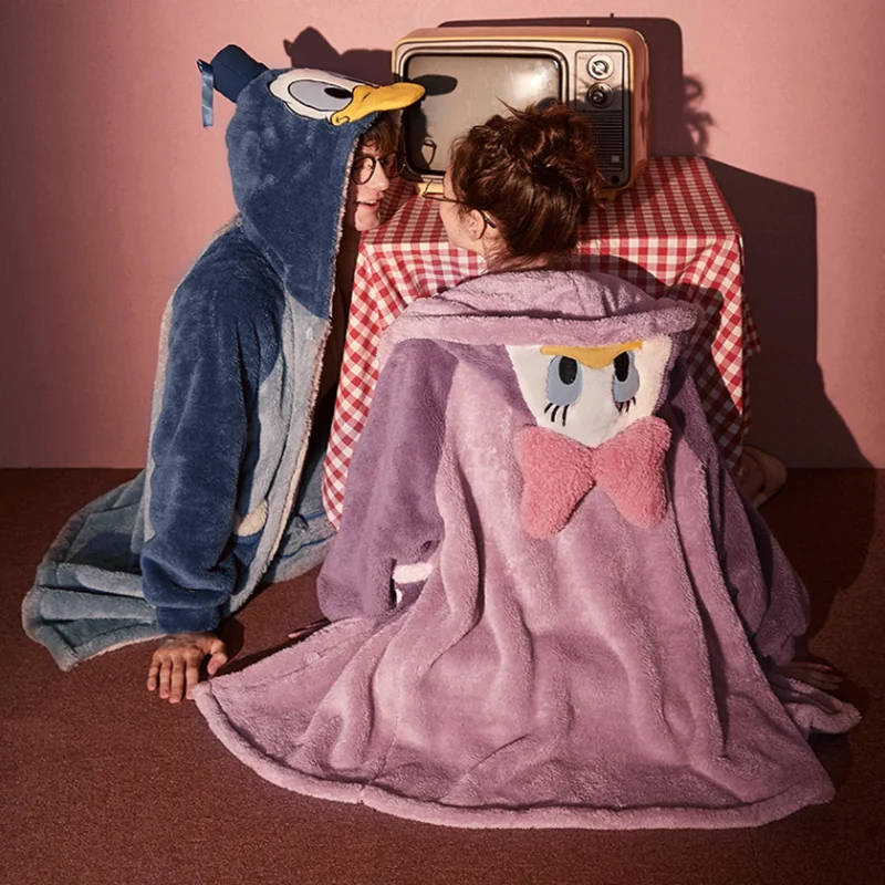 Moterų Pižama Žiemos Vilnos Gyvūnų Namuose Drabužius Flanelė Storio Sleepwear Animacinių Filmų Pijamas Skraiste Nustatyti Ilgomis Rankovėmis Su Gobtuvu Pižamą