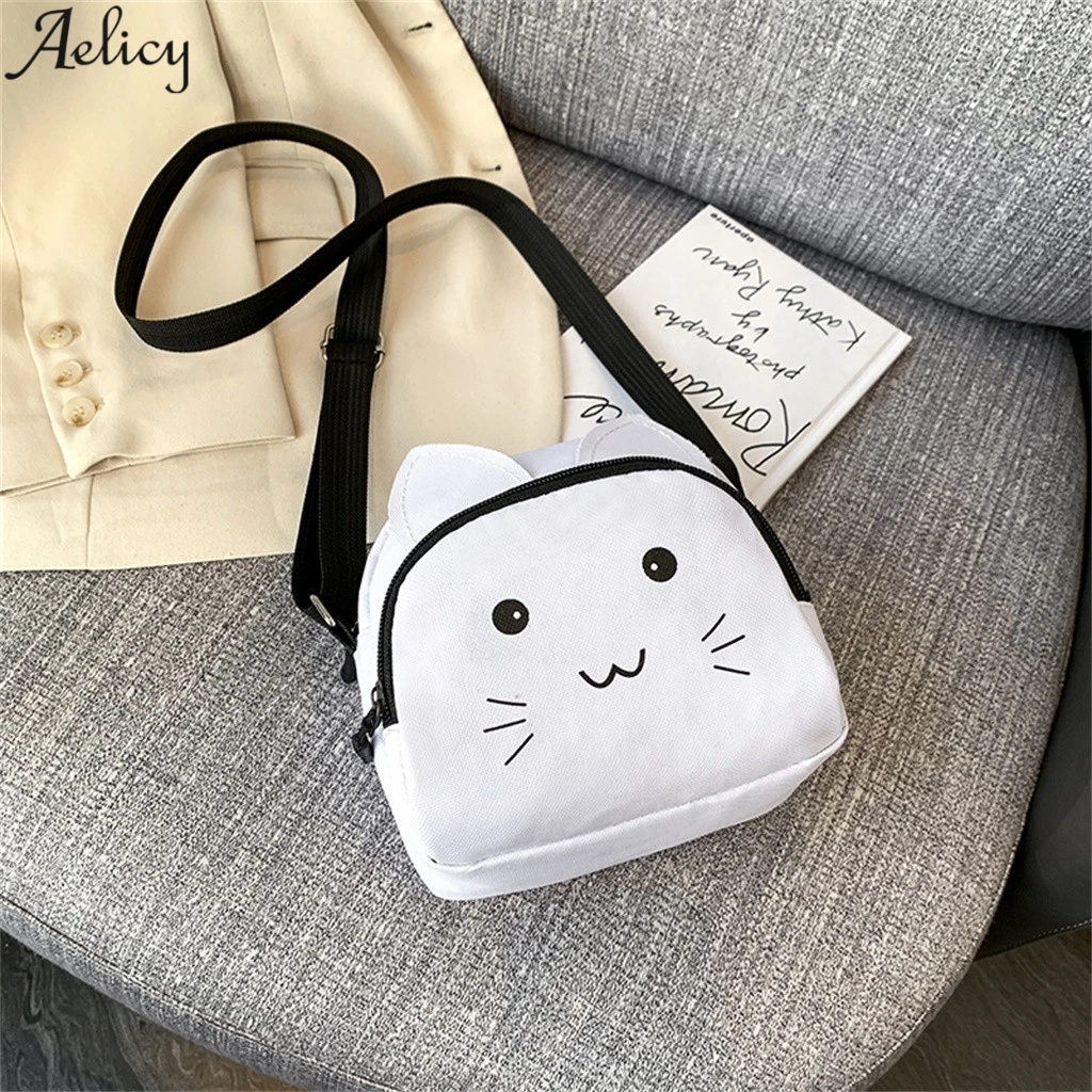 Aelicy Cute kačių drobės rankinė moterims 2020 vientisos spalvos laisvalaikio rankinė, lauko krepšys drobės užtrauktukas pečių maišą