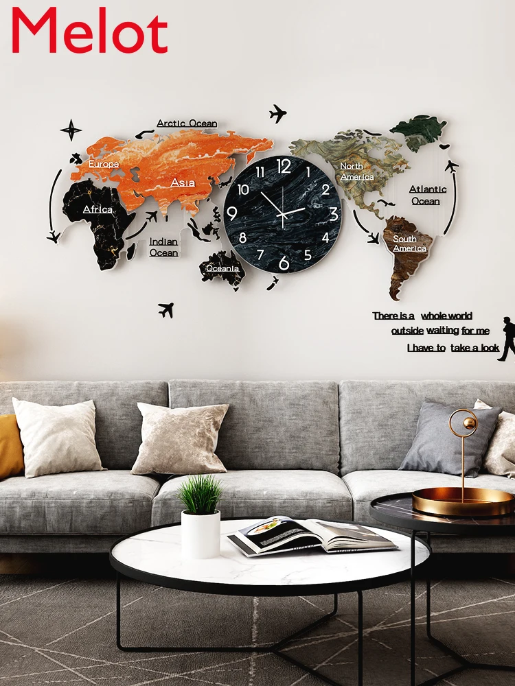 Šiuolaikinės Paprastas Laikrodis Sieninis Laikrodis Kambarį Kūrybos Pasaulio Žemėlapyje Mados Namų Sienos Žiūrėti Nordic Už Prieinamą Kainą Prabangus Sieninis Laikrodis