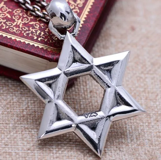 925 Sterlingas Sidabro Hexagram Žvaigždė Davidas Karoliai Izraelio Judėjų Star
