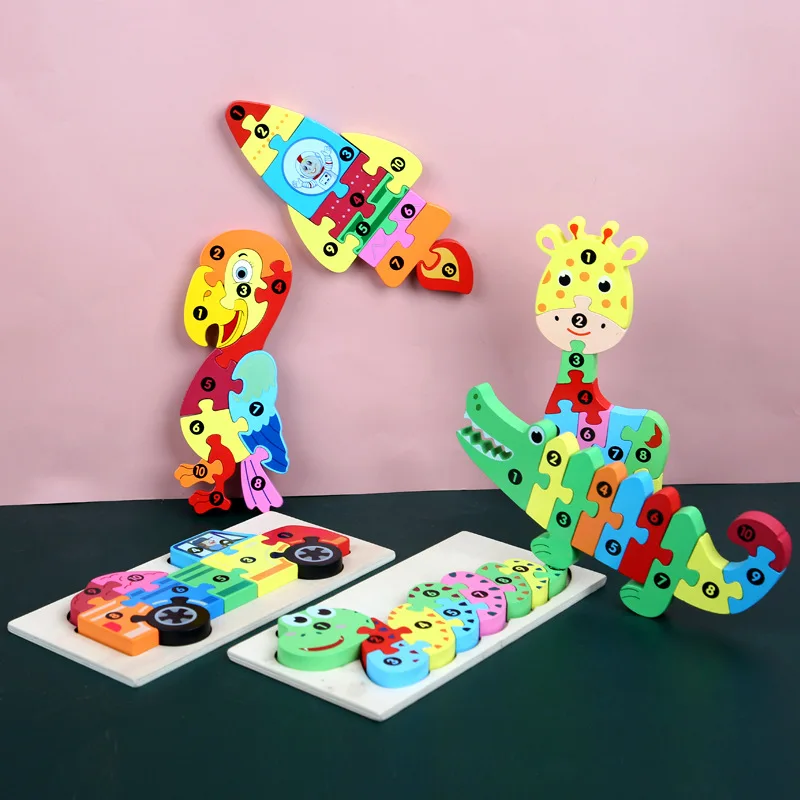 Dideli Mediniai Žaislai Juokinga Puzzls Spalvinga Animacinių filmų Gyvūnų Skaitmeninis Pjūklelis dėlionės (Galvosūkiai) Vaikų Ankstyvojo Mokymosi Žaislai Vaikams