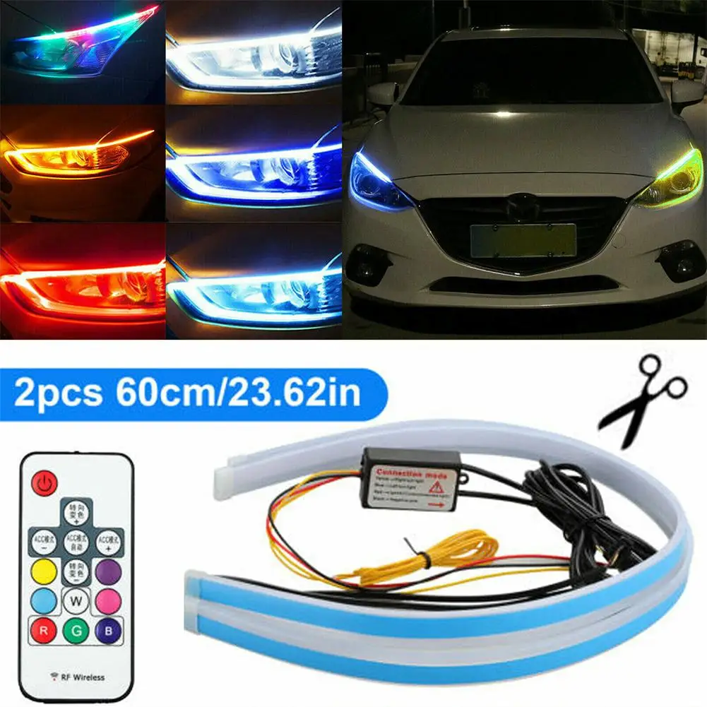 2VNT Automobilio LED Šviesos Juostelės APP Kontroliuoti Šviesos važiavimui Dieną Lankstus, Vandeniui LED Lempos Juosta Kaspino RGB