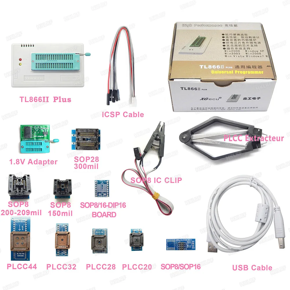 XGECU Originalus XGecuPro TL866ii Plus + 12 Adapteriai EEPROM Universalus Bios USB programuotojas geriau nei TL866A TL866CS