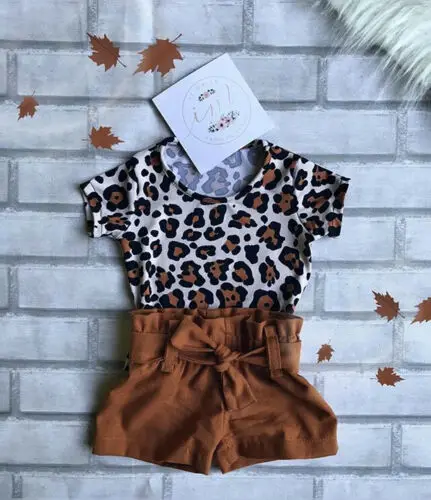 PUDCOCO UK Bamblys Vaikams Baby Girl Kūdikių Drabužiai Leopard Print T-shirt Viršūnes Kelnes Apranga Paramos didmeninės