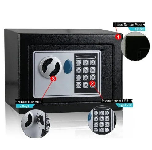 Skaitmeninis seifas saugos pinigų ginklą elektroninis užraktas saugūs, ugniai seifai namų strongbox mažų pinigų saugumui rakinama saugojimas