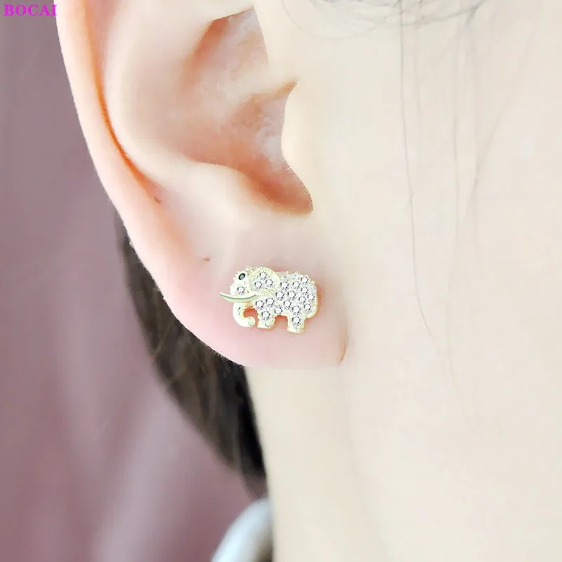 BOCAI nekilnojamojo S925 sterlingas sidabro ausų smeigės 2021 naujas populiarus moterų mados apdaila Cirkonis Tailando sidabro elegantiškas žavesio auskarai