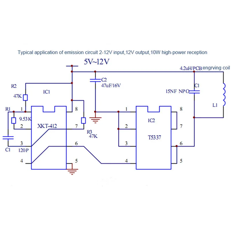 PCB Belaidžio Maitinimo Modulis, Reguliuojamas Bevielio Perdavimo Lempos Modulis Chip 5V (12V 14V Didelės išėjimo Įtampa