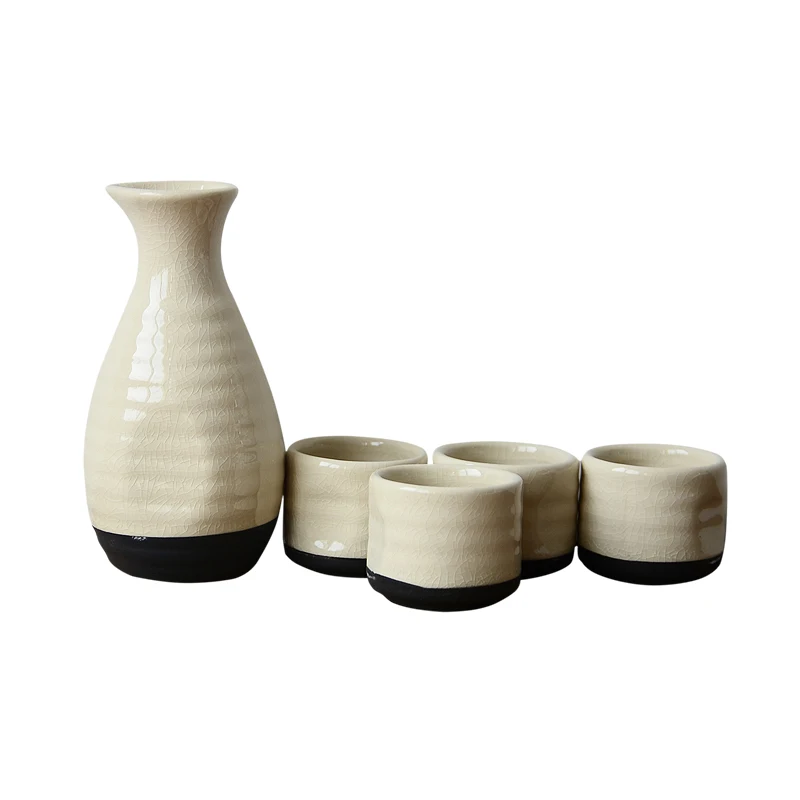 Japonų stiliaus keramikos vyno rinkinys 5 vnt rinkinys sake Puodą vyno Taures Klubo Kolbos Vyno Puodelis Namų restoranas Drinkware mx6061735