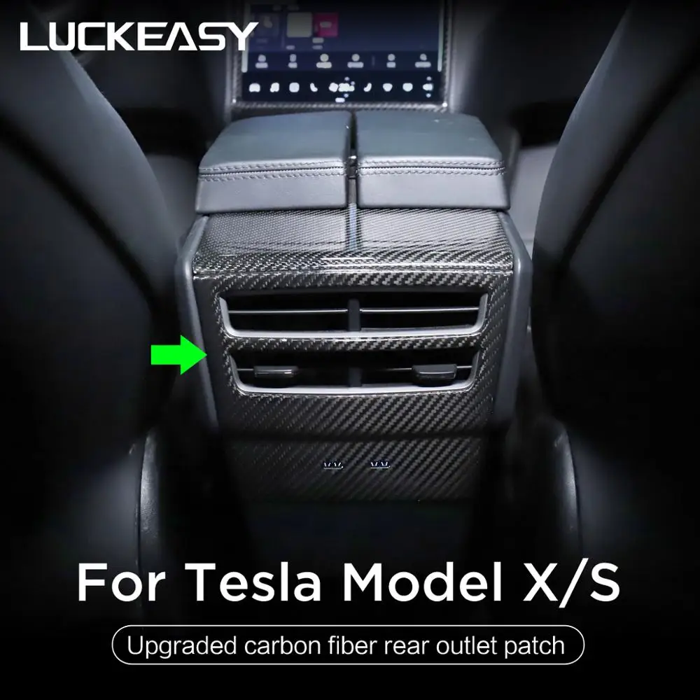LUCKEASY Už Tesla Model X automobilių Centrinio valdymo skydas/porankiu box /vairas/oro kondicionavimo angos nekilnojamojo carbonfiber pleistras