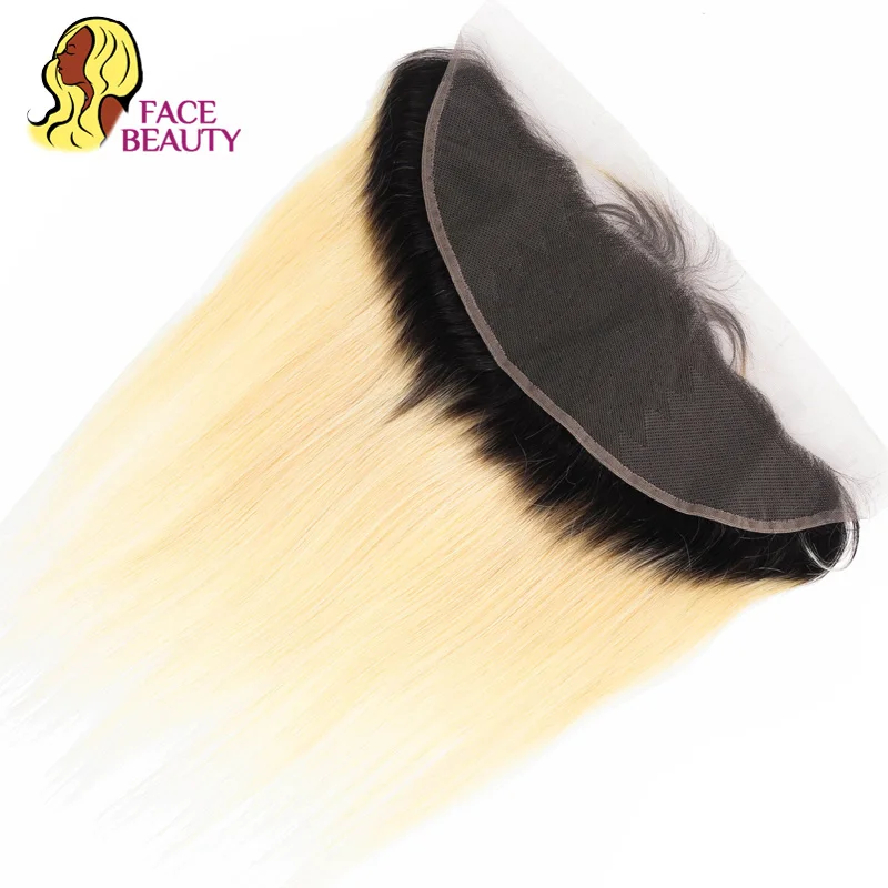 Facebeauty 1B 613 Medaus Ombre Šviesūs Remy Ataudų Brazilijos Tiesiai Žmogaus Plaukų 2/3/4 Ryšulius su 13x4 Nėriniai Priekinio Uždarymo Plaukų
