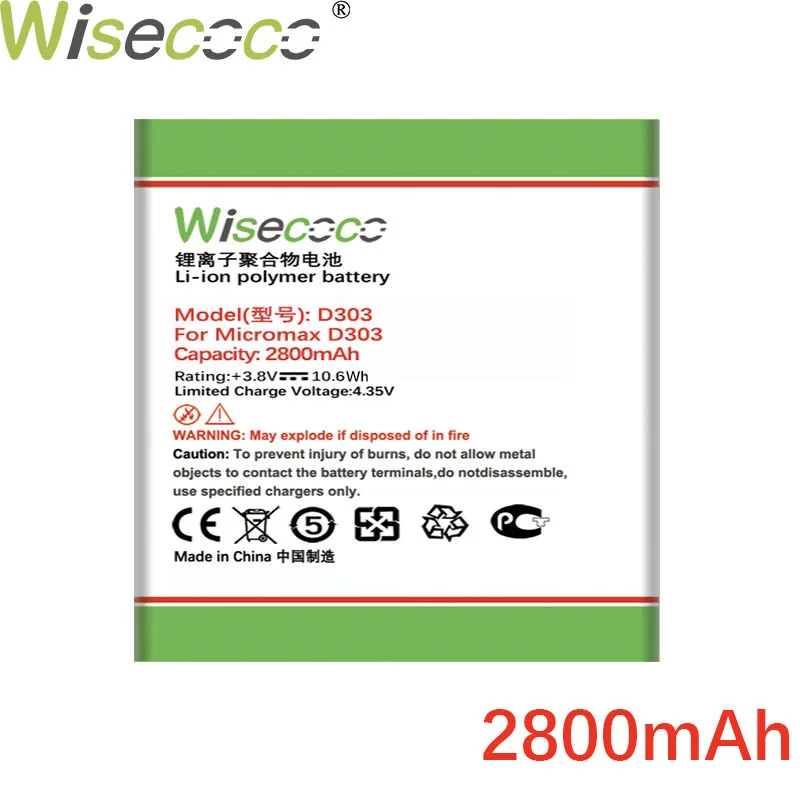 Wisecoco Baterija Micromax D303 D 303 Mobiliųjų Telefonų Remontas, Pakeitimas + Sekimo Numerį