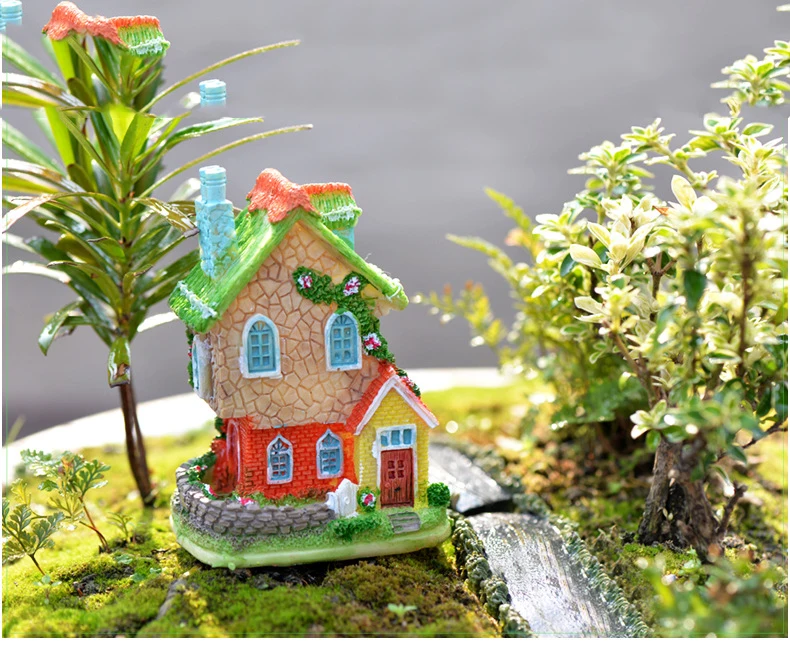 Mielas Villa Namas Miniatura Lėlių Sodo Namų Bonsai Apdailos Mini Žaislas Miniatiūriniai Dervos Amatų Papuošalai Micro Dekoro 