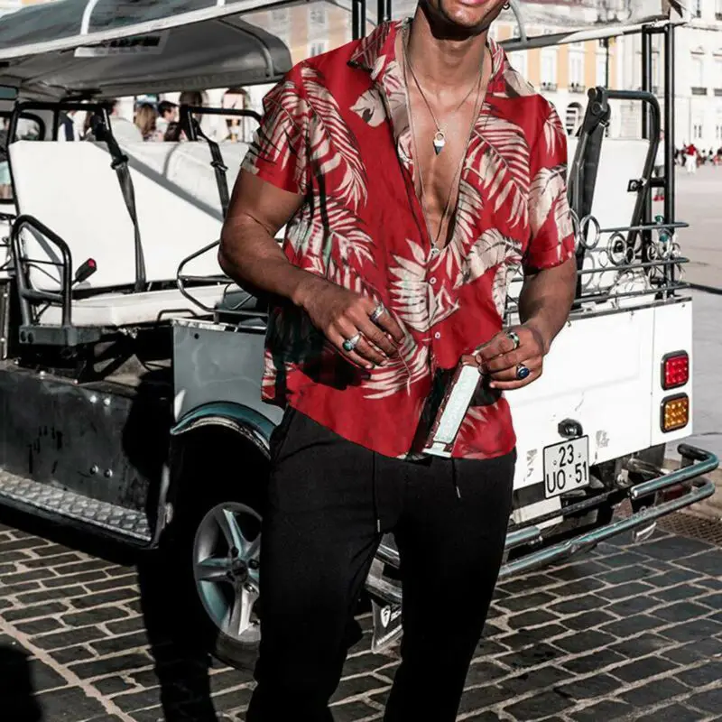 JAV Vyrų Havajų Marškinėliai Vasaros Gėlių Spausdinti Beach Trumpas Rankovės Atsitiktinis Luau Marškinėliai Topai Atostogų Marškinėliai Topai