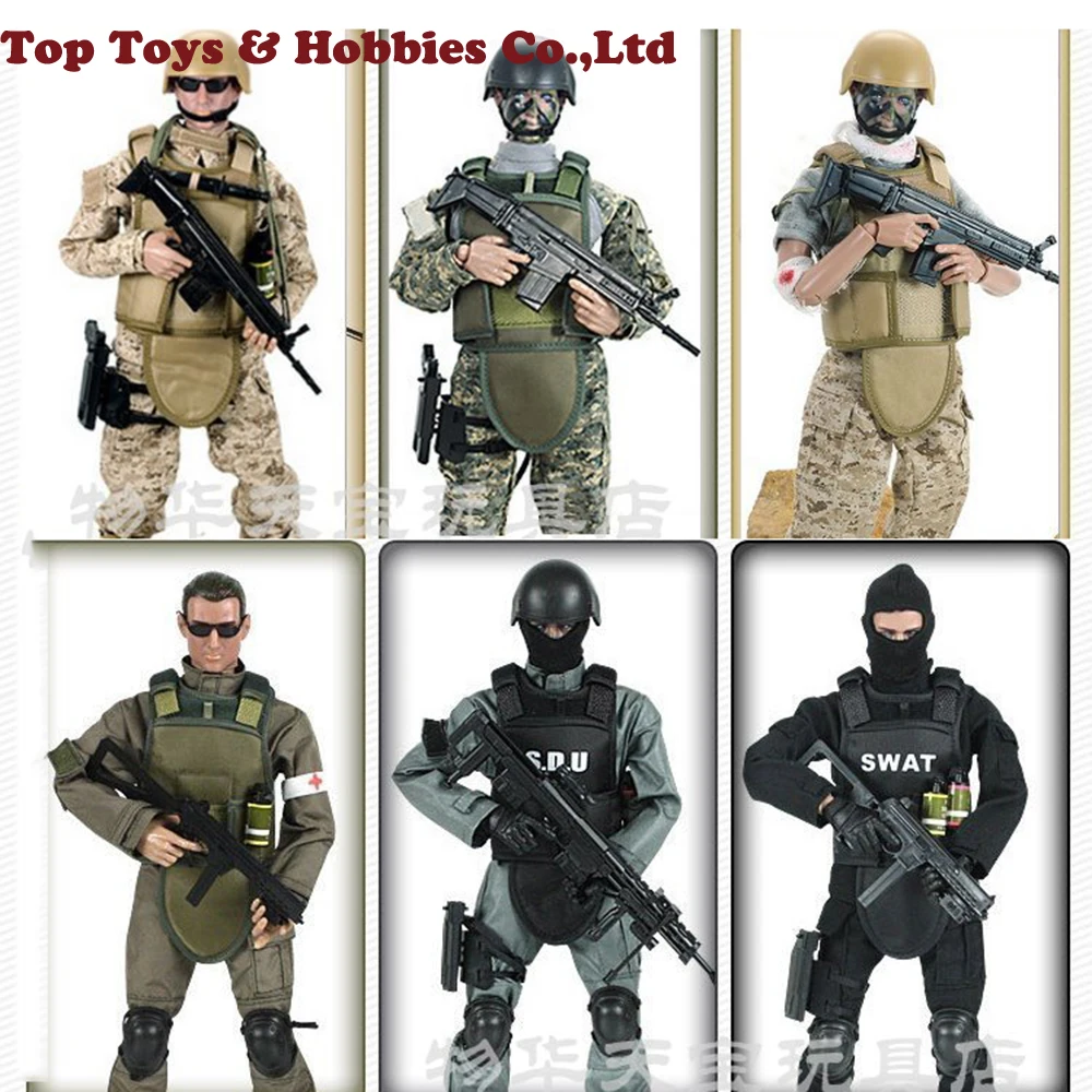 Sandėlyje Pilnas Komplektas lėlės 1/6 veiksmų skaičius, kariuomenės kareivis SWAT Vienodą Karinę žaislas Kareiviai nustatyti karinės paveikslas su dėžute