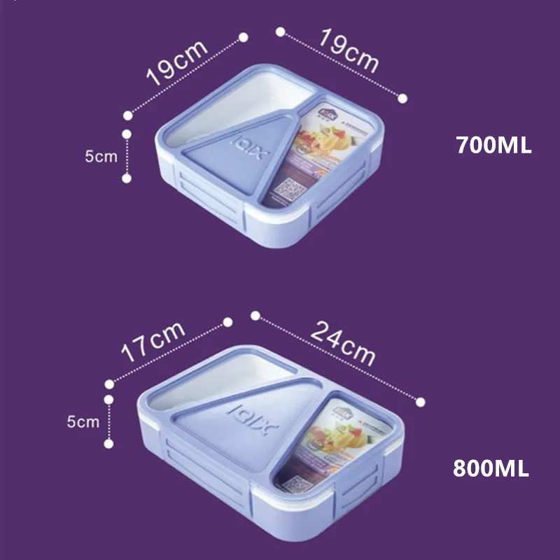 3 Skiriamoji Nešiojamų Priešpiečių Dėžutė Mikrobangų Krosnelė Bento Box Sveikas Plastikinių Maisto Saugojimo Konteineris Lunchbox BPA Free