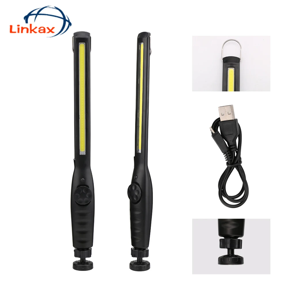 Nešiojamų Darbo Žibintuvėlį, Fakelą USB Įkraunamas LED Darbo Šviesos Magnetinis COB Lempos