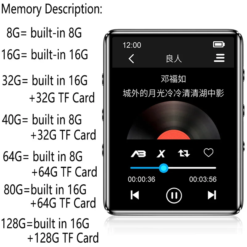 Nauja siunta Bluetooth 5.0 metalo MP3 grotuvas visiškai jutiklinis ekranas integruotas garsiakalbis 16G su e-knyga, FM radijo įrašymas ir vaizdo atkūrimas