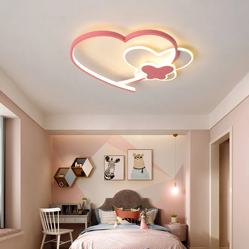 Modernus Nordic Dizainas Akrilo LED Lubų Šviesos Rožinė širdis Patalpų Lubų Apšvietimo Lempos, Vaikų Kambario Mergaitės Kambarys Miegamasis