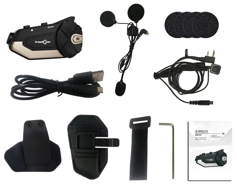 Freedconn R1 WiFi Motociklo 1080P HD Kamera Motociklo Bluetooth 4.1 Šalmas, Rankų Domofonas Intercomunicadores De Kasko Moto