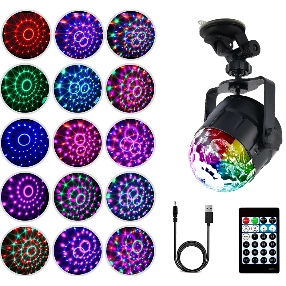 SVETIMŲ RGB 4W 15 Color USB LED Kristalų Magija Diskoteka Kamuolys Šviesos DJ Šalies Automobilių Gimtadienio Šventė Garso Aktyvuotas Scenos Apšvietimo Efektas