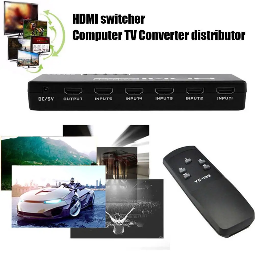 5 Uostą 1080P HDMI Jungiklis 4K*2K Switcher Selektorių 5 in 1 