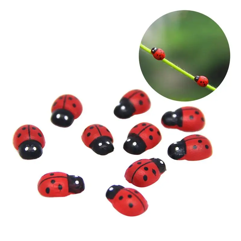 100VNT Mini Ladybugs Žaislai Mielas Artefaktas Septynių žvaigždučių Pasakų Simulative Žaislų Rinkinys Sodo Puošyba, Dekoravimas Miniatiūriniai