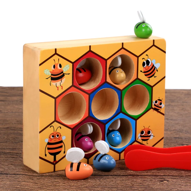 Montessori Ankstyvos Vaikystės Bitės Žaidimas Vaikams, Mediniai Apkabos, bičių žaislas Švietimo žaislai modelių Kūrimo Rinkiniai Bitės nustatyti Kūdikio dovana