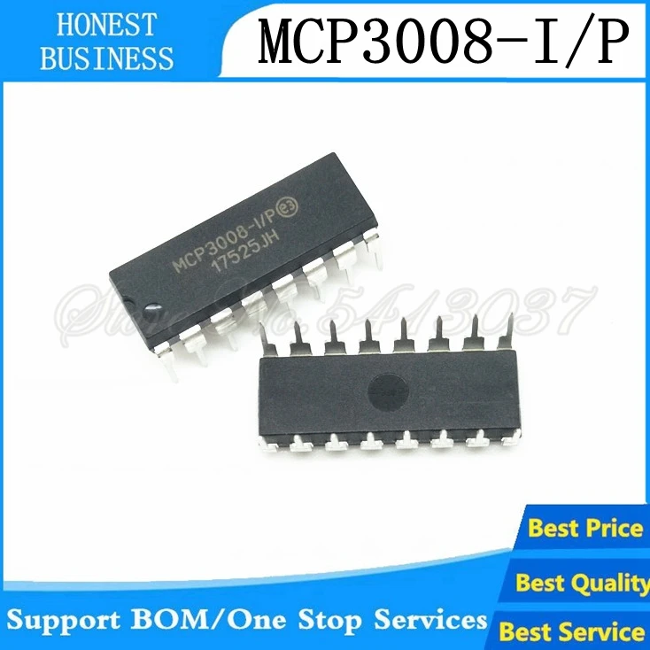 5VNT/Daug IC Chip MCP3008-I/P MCP3008 8 Kanalų 10 Bitų A/D Keitikliai SPI DIP16