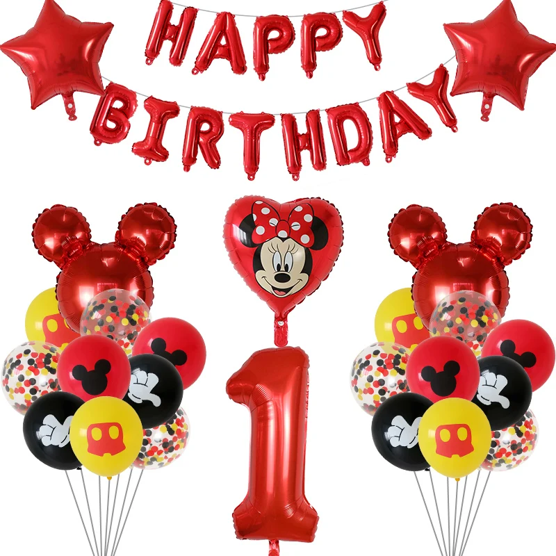 37pcs/Daug Minnie Balionai Mickey Mouse Numeris Gimtadienio Dekoracijas, Baby Shower Dekoras Vaikų Šalis Mickey Balionas Oro Globos