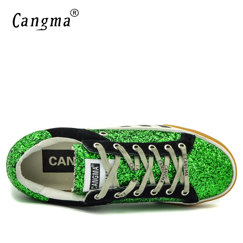 CANGMA Originalus prekių Sportbačiai Moterims, Batai Rudens Derliaus Žalia Juoda Blizgučiai Blizgučiais Moteris Batai Zapatos Mujer Plius Dydžio Butai
