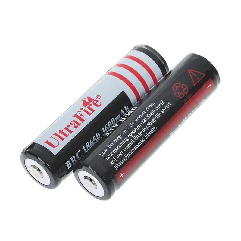 UltraFire 2VNT 18650 3600mAh, 3,7 V įkrovimo apsauga, ličio jonų baterija, apsaugos 18650 ličio baterija 2 žibintai