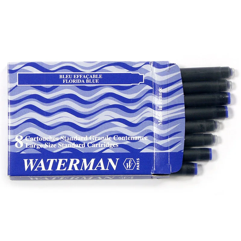 Waterman standartinės rašalo kasetė pen boksuose, Mėlyna