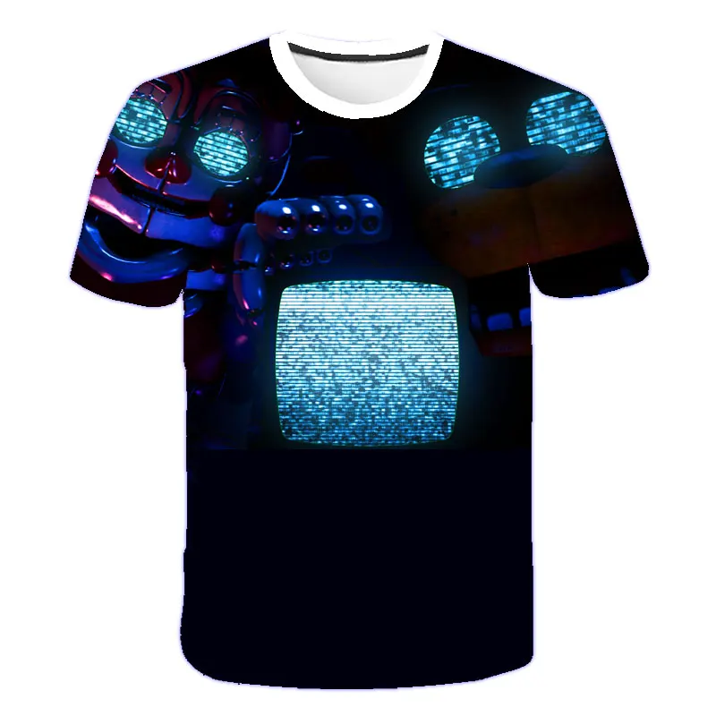 4-14Y Vaikų Drabužių Animacinių filmų Penkias Naktis Freddy Berniukams trumpomis Rankovėmis 3D Juokingas Berniukas T-shirt
