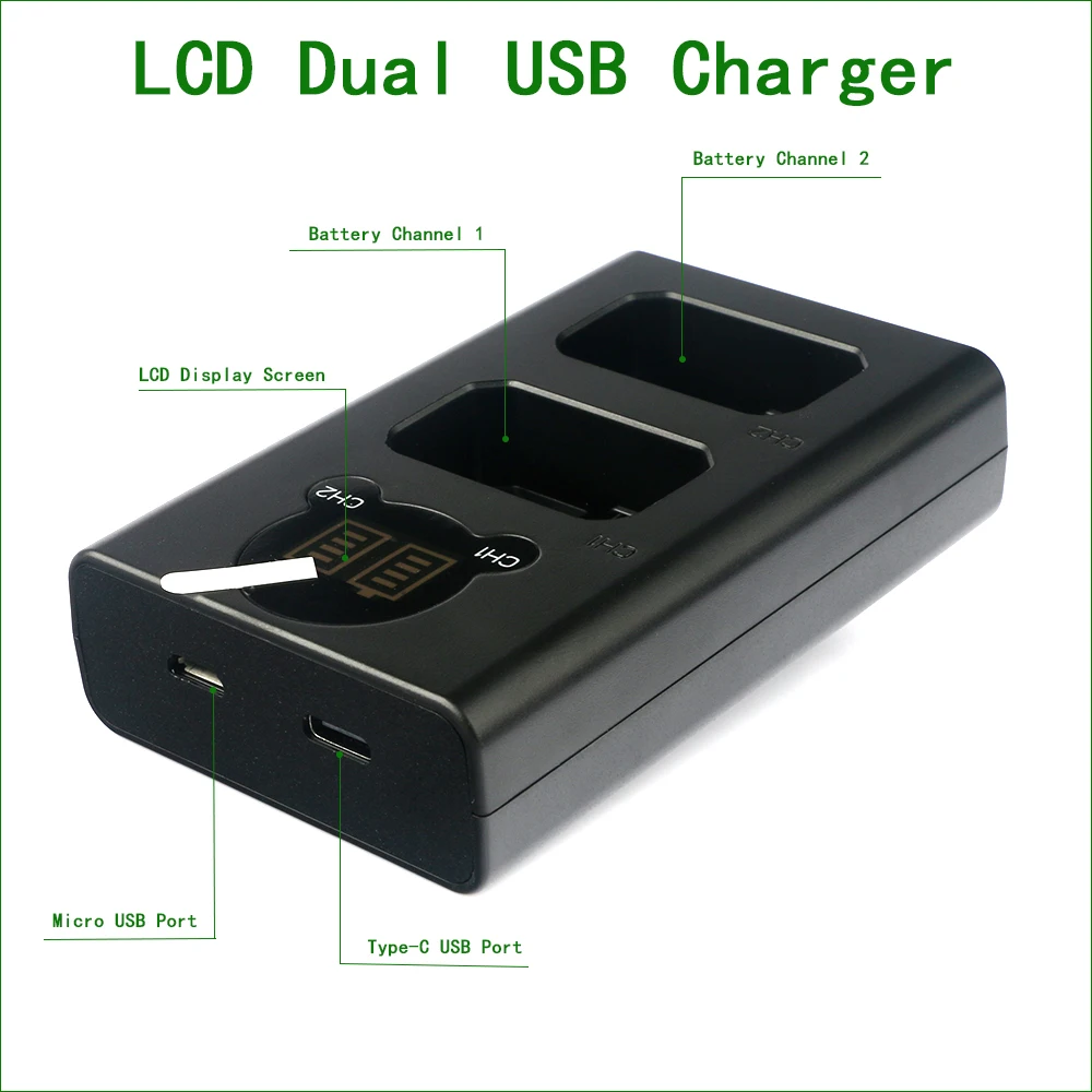 BP-DC12 Dual USB Akumuliatoriaus Kroviklis Leica V-Lux 4. V-Lux 5 Q (Typ 116) Q-P Skaitmeninis