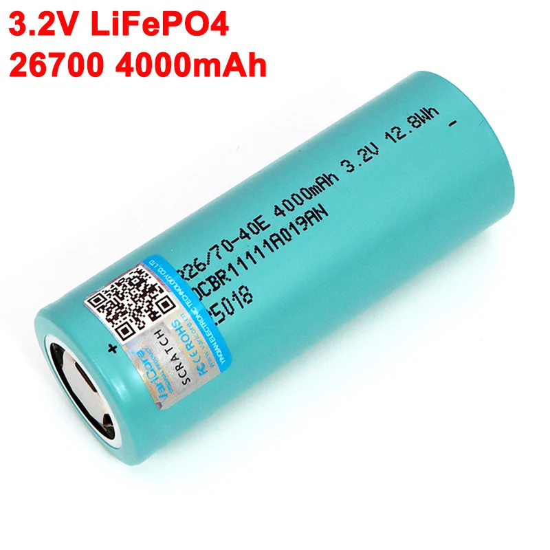 3.2 V 26700 4000mAh LiFePO4 Baterija 3C Nuolat Išleidimo Didžiausias 5C Didelės galios baterija Elektrinių automobilių motoroleris, Energijos saugojimas