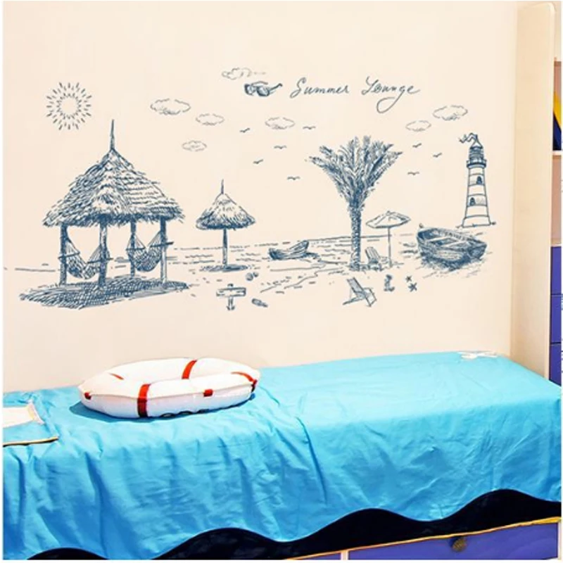 Kūrybinės vasaros paplūdimio kraštovaizdžio namų puošybai meno namų puošybai miegamojo kambarį Sienų lipdukai PVC vinilo tapetai 