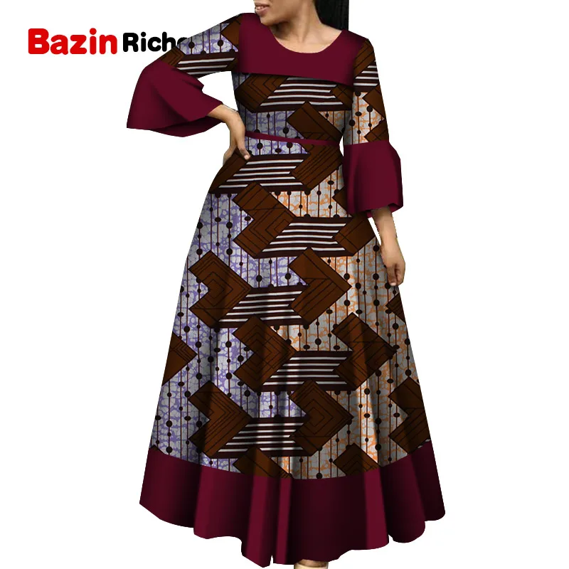 Ilgomis Rankovėmis Varpo Rankovėmis Suknelės Moterims Šalis Vestuvių Datą Dashiki Afrikos Moterų Drabužių 2021 Afrikos Lady Suknelės WY5600