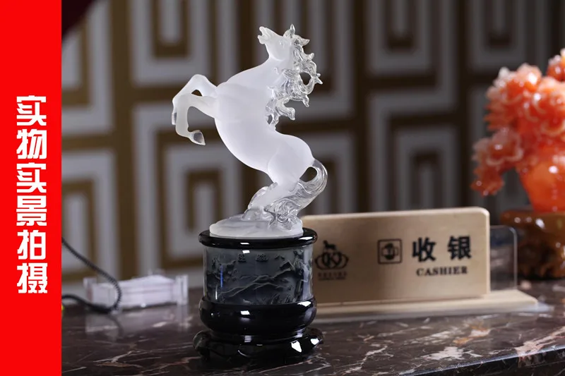 34cm DIDELĖS # office home efektyvių FENG SHUI Talismanas Apsaugos Pinigų Skolinimosi kristalų 3D ARKLIŲ Skulptūrų MENAS, statula