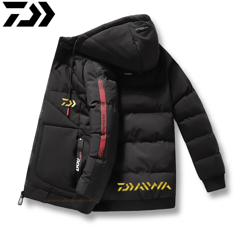 Daiwa Žiemos Vilnos Karinės Striukės Vyrams Vėjo Vandeniui Outwear Parko Mens Žvejybos Šiltas Lietpaltis Kailis Hikking Paltas