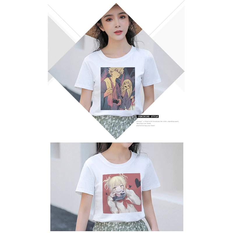 Kawaii Animacinių filmų Marškinėliai Moterims Harajuku Blogio Streetwear akademinės bendruomenės Anime T-shirt Blogio Juokinga Marškinėlius Hentai Himiko Toga Top Moterims