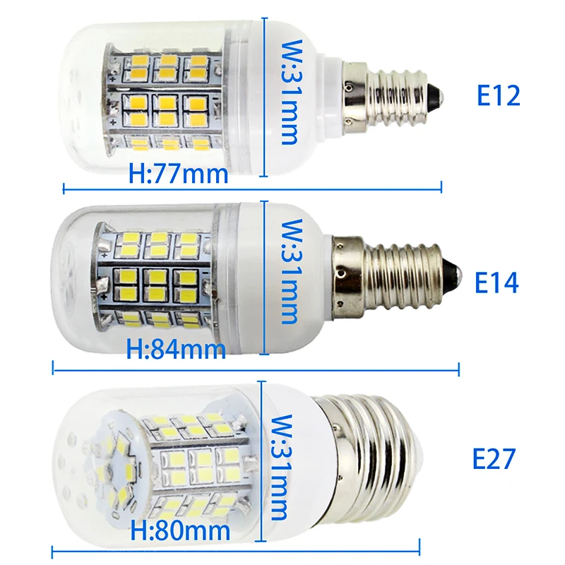 1 gabalas lampadas led lempos, E27 E12 E14 B22 3W super Ac Dc 12 24 v voltų kukurūzų lemputės smd 2835 48 led energijos taupymo lemputė 12v 24v
