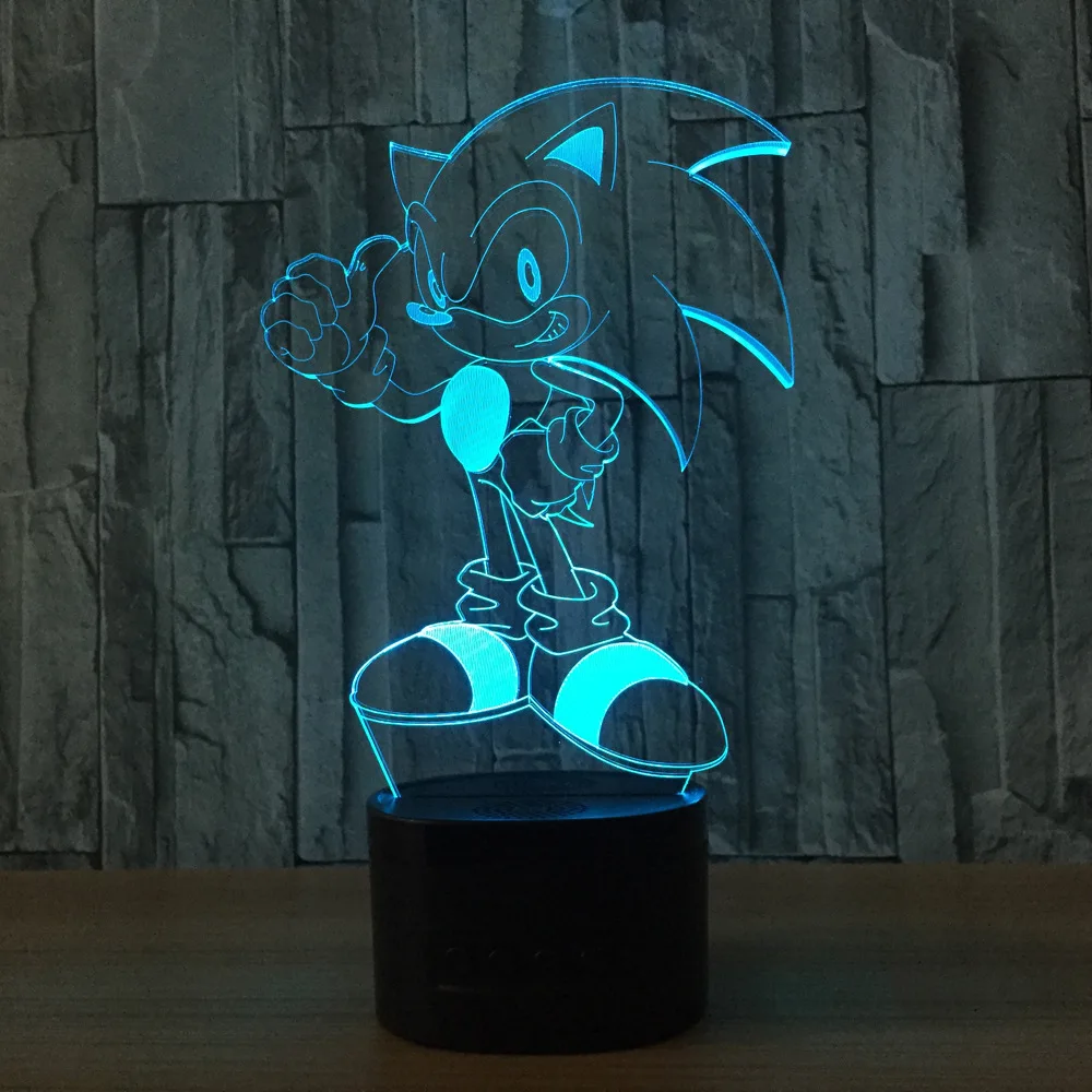 Sonic Veiksmų Skaičius, Sonic 3D naktinė lempa Regėjimo Iliuzija LED 7 spalva Keičiasi Lempos Sonic Modelis Žaislas, Lėlė