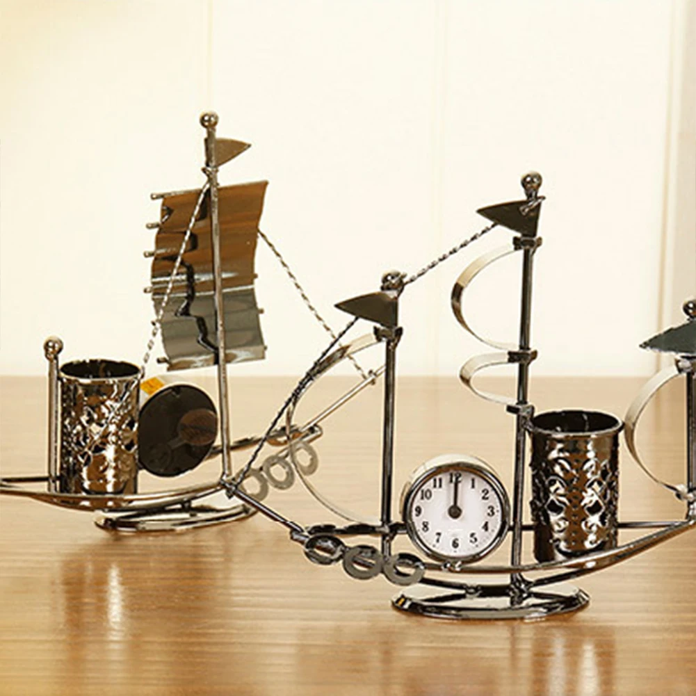 Daugiafunkcinis Laikrodis-Žadintuvas Burlaivis Formos Rašiklio Laikiklis Ornamentu už Kambarį, APKABINTI-Pasiūlymai