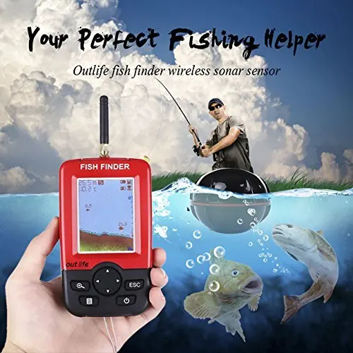 Nešiojamų Žuvų Ieškiklis Fishfinder su Nešiojamų Žuvų Rodyklės Echolotai Jutiklis Jutiklio ir LCD Ekranas Kranto ledo Baidarių Žvejybos