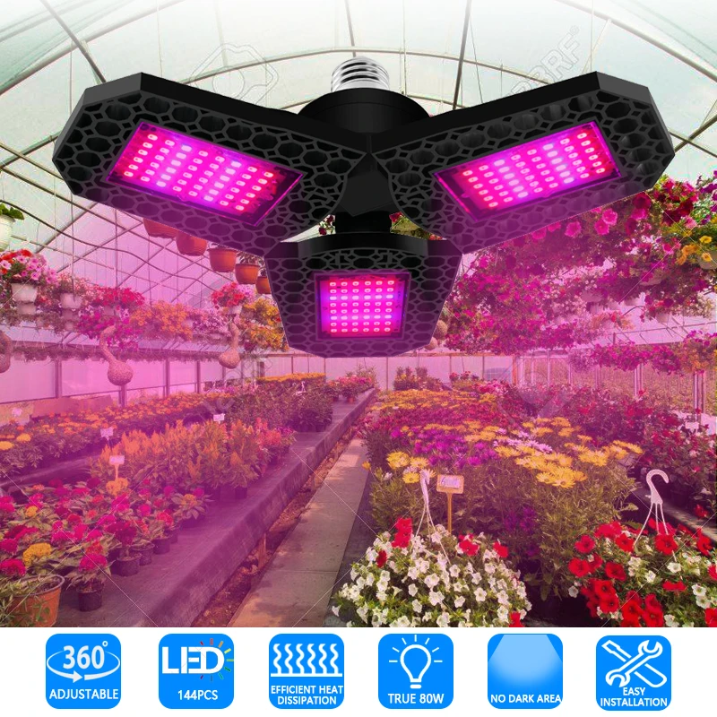 80W LED Augti Lempos Šviesos Pilno Spektro Auginimo Lempos, Sulankstomas Augalų Lempos 85-265V Lemputė Kambarinių Augalų Sėklos, Gėlių Daigai