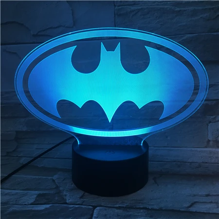 Animacinių filmų Mielas Betmenas 3D Šviesos Vizija USB Lampara Led Stalo Lempa 7 Spalvų Kaita, Miego Naktį Šviesos 3D-612