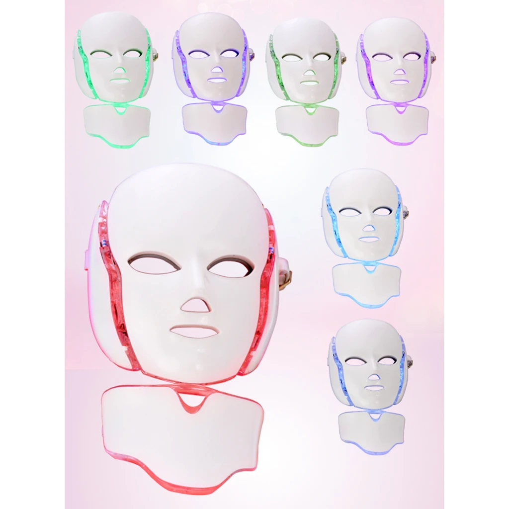 7 Spalvų LED Veido Kaukės Šviesos Veido Terapija Fotonų Veido, Kaklo Kaukė Veido Terapija Anti-Senėjimo Spuogų Gydymas, Grožio, Odos Priežiūros